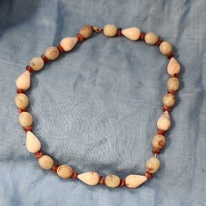VINTAGE 1970s Signed Monet Natural Stone Beaded Necklace